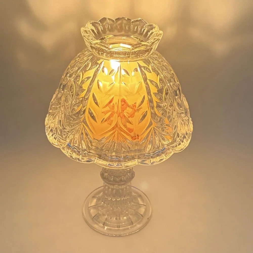Fairy Lamp  Fifth‎ Avenue Portico Pattern Candle Holder Crystal Clear 9.25